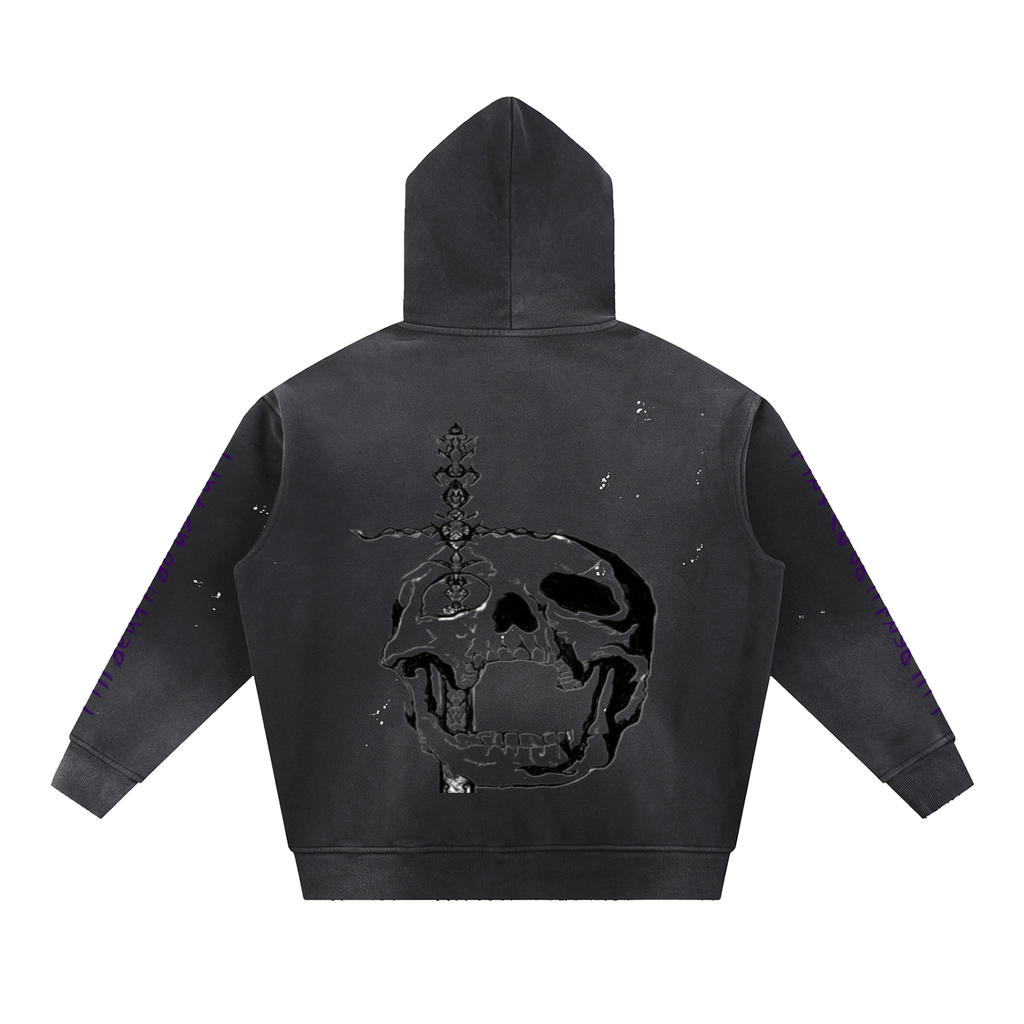 Vintage Washed Frayed Fleece Hoodie