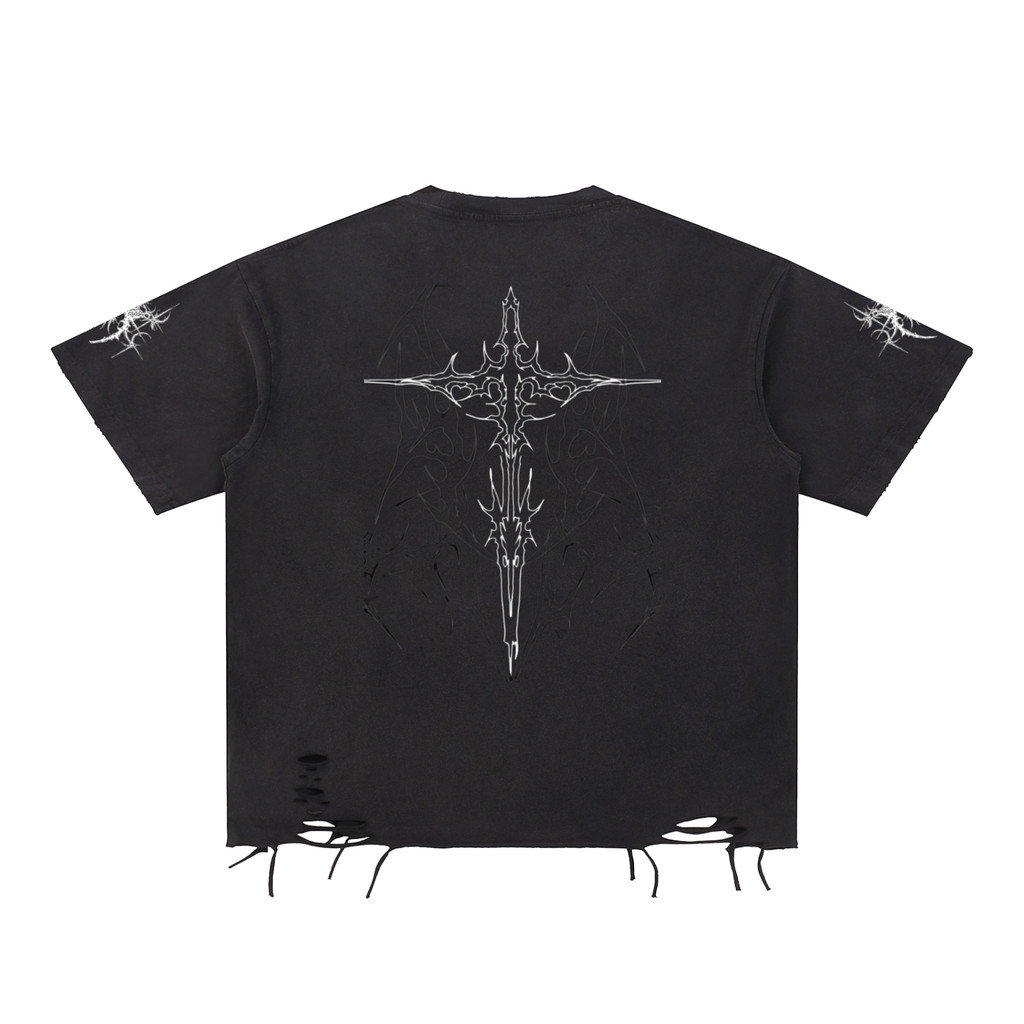 Snow Washed Raw-Hem T-Shirt