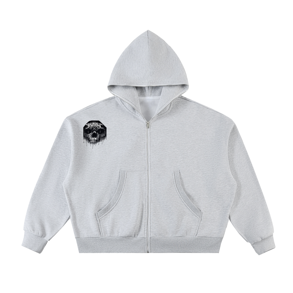 Fleeced Full-Zip Boxy Hoodie