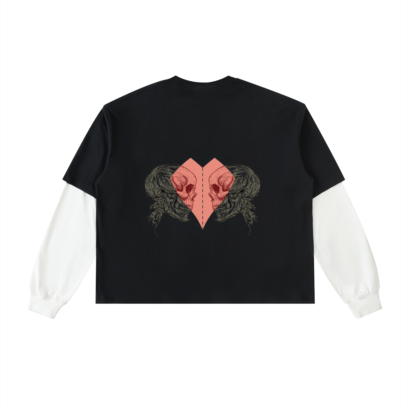 Layered Contrast Sleeve Cotton T-Shirt