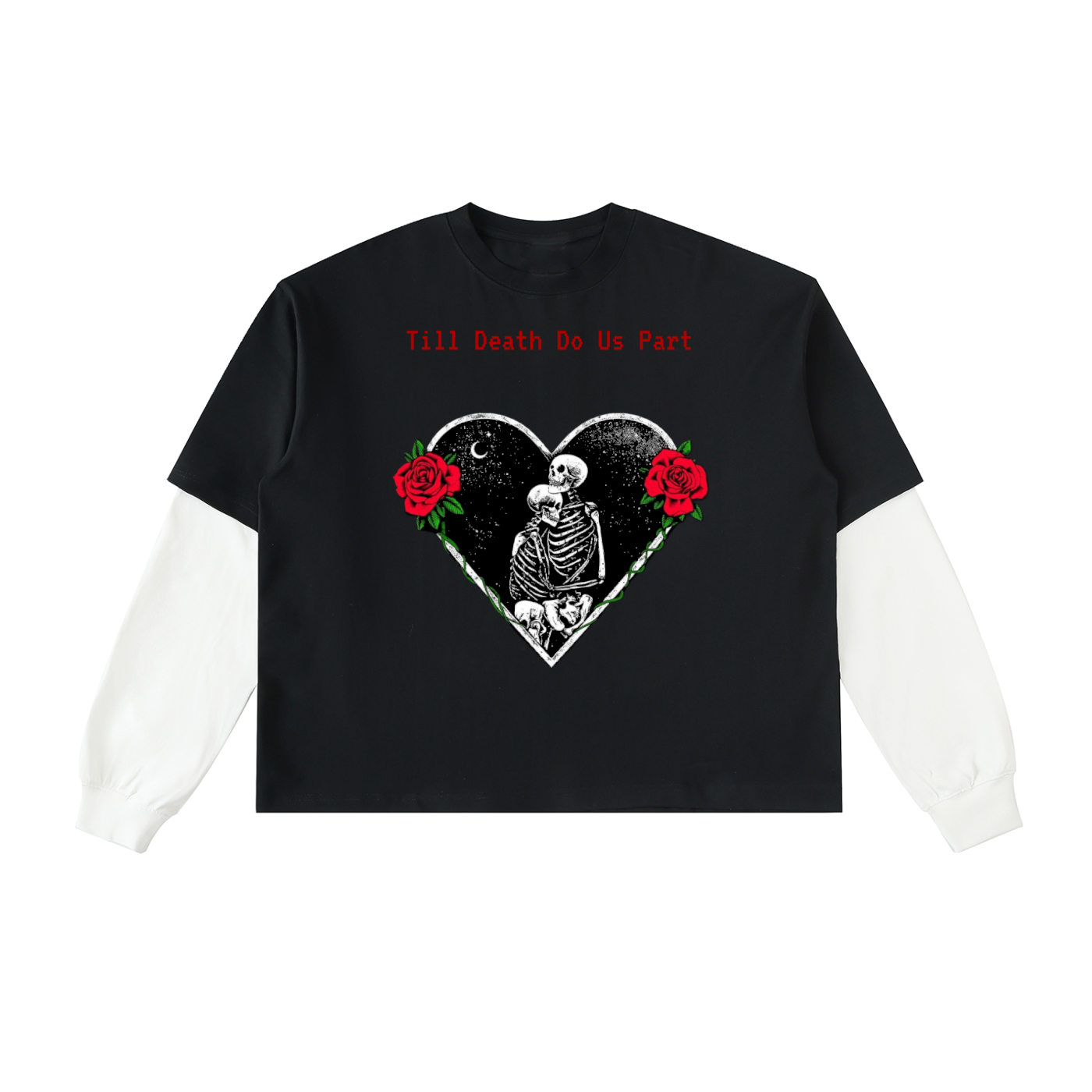 Layered Contrast Sleeve Cotton T-Shirt