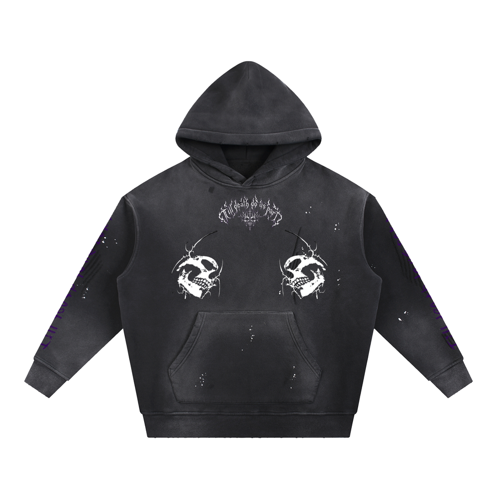 Vintage Washed Frayed Fleece Hoodie