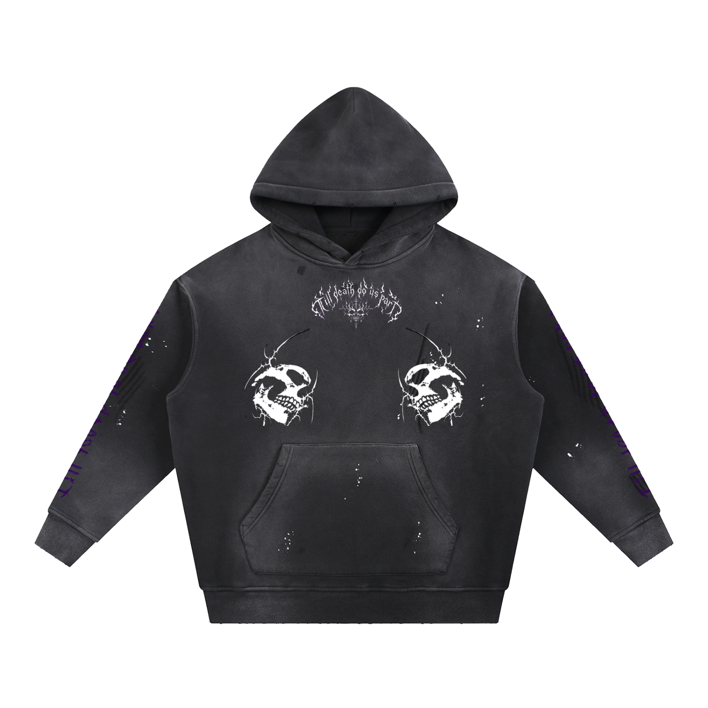 Vintage Washed Frayed Fleece Hoodie