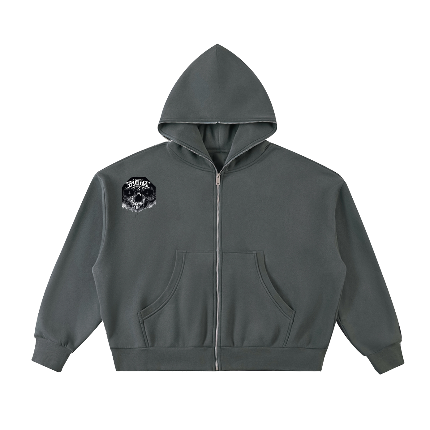 Fleeced Full-Zip Boxy Hoodie